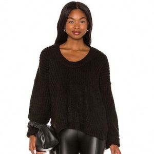 Free People Blue Bell Scoop Neck Sweater Black Knit Oversized Pullover XS New